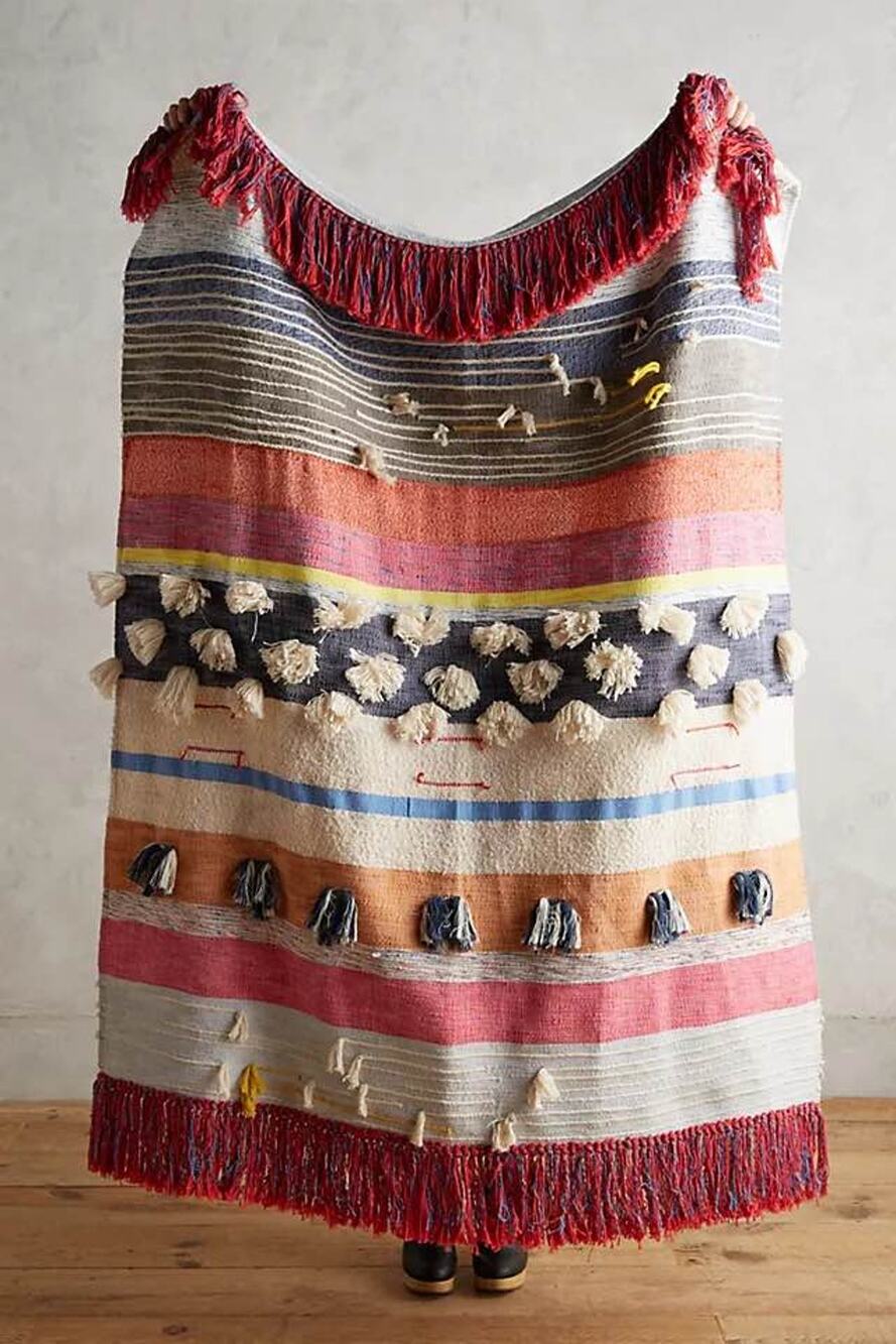 Anthropologie All Roads Design Yucca Tufted Desert Boho Throw Blanket